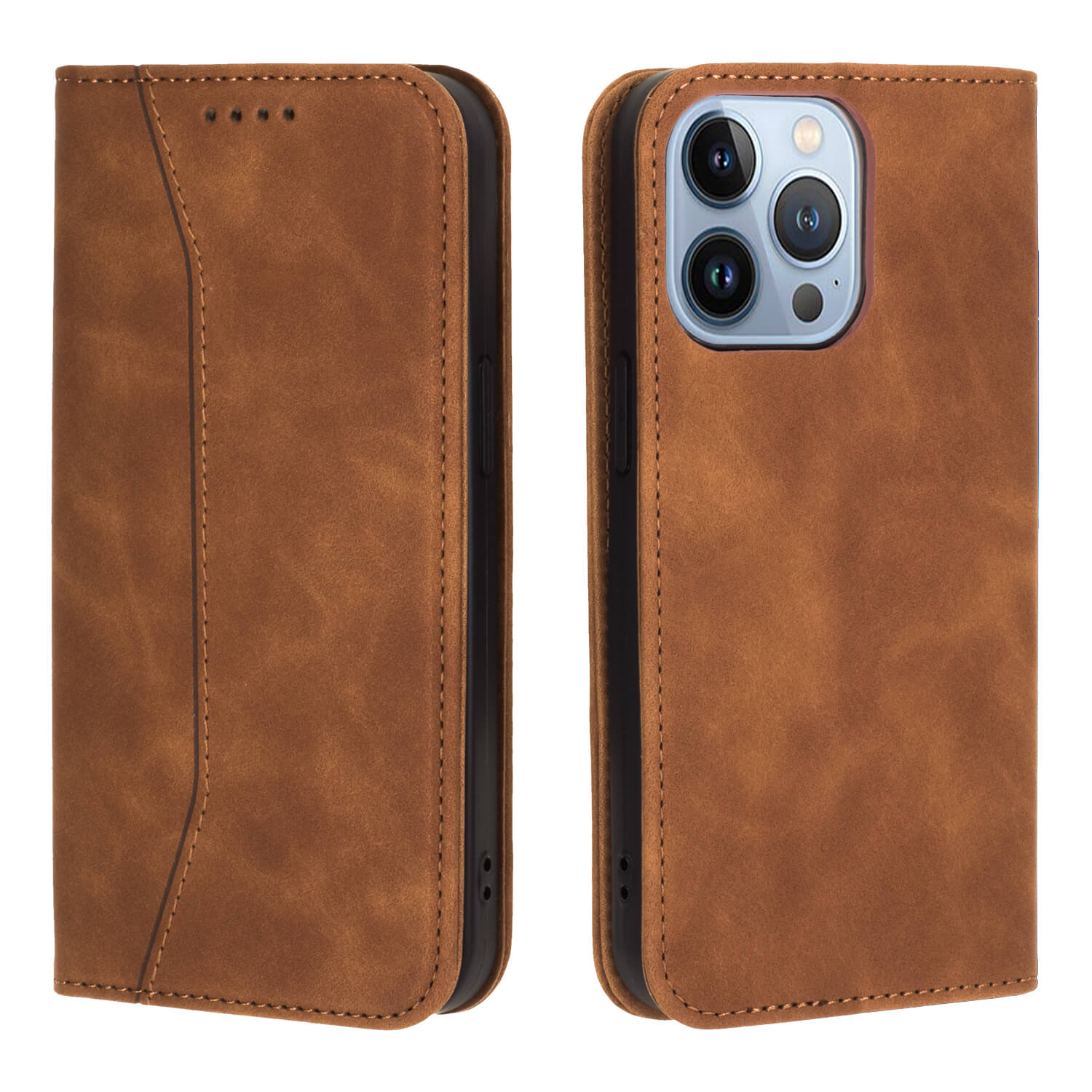 Bodycell Book Case Pu Leather For IPHONE 13 Pro 6.1" Brown - iThinksmart.gr