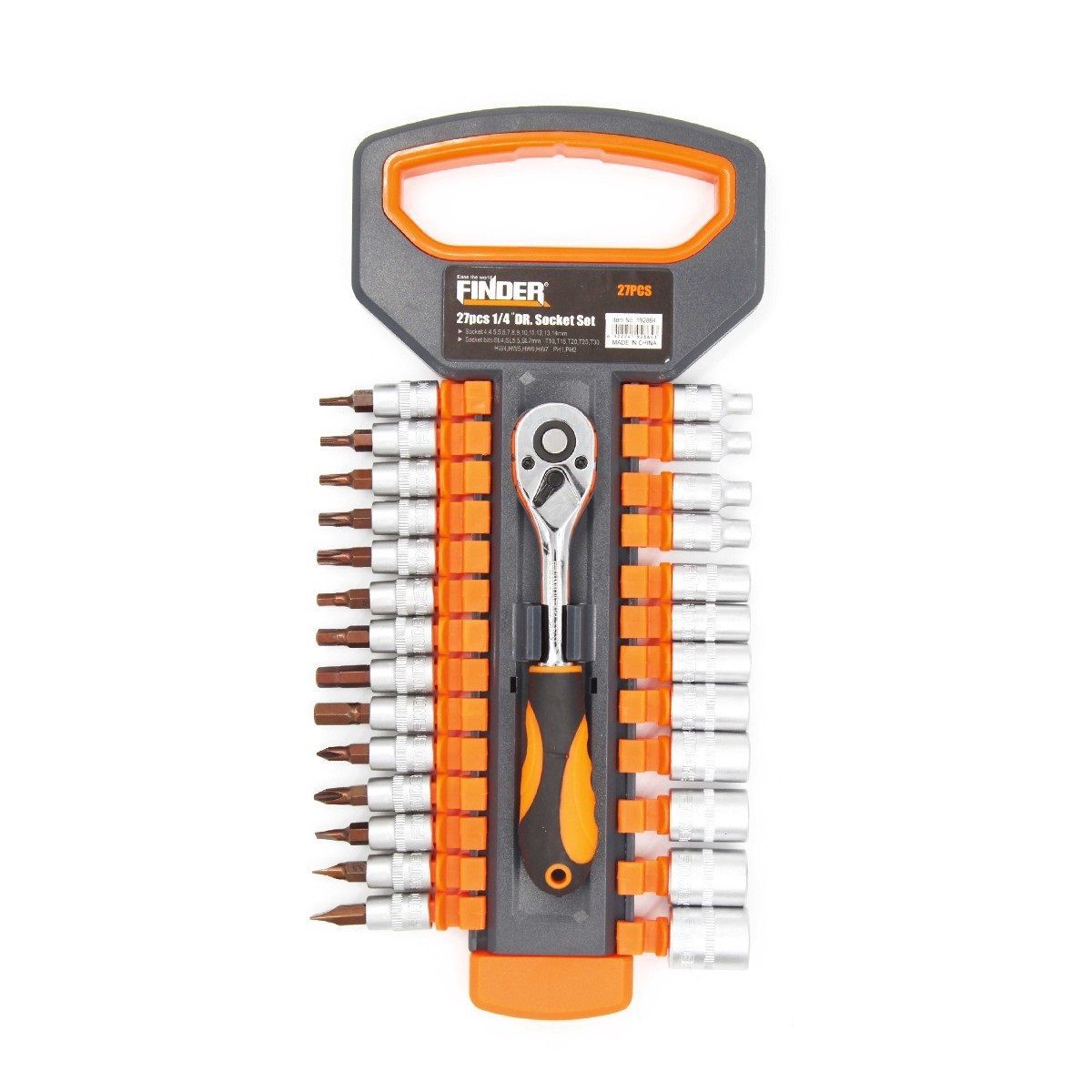 1/4 ratchet with sockets & bits - 27pcs - Finder - 192864