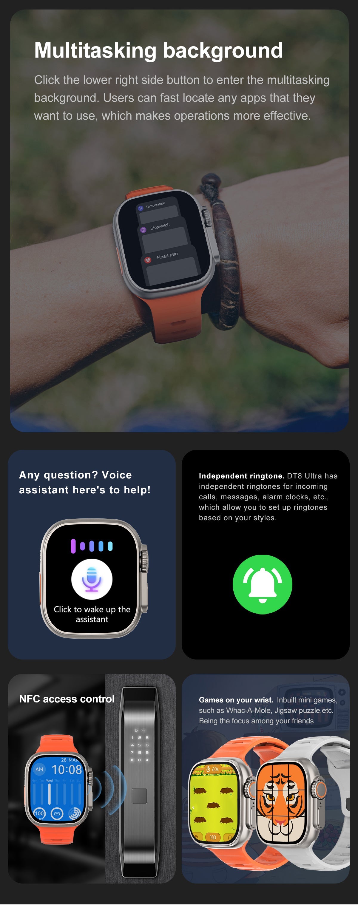 DT NO.1 DT8 Ultra+ 49mm Smartwatch Με IPS Οθόνη Παλμογράφο και Οξύμετρο και δυνατότητα κλήσεων - Μαύρο - iThinksmart.gr
