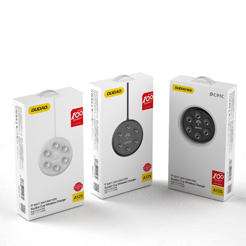 Dudao A12s Ασύρματος Επαγωγικός Φορτιστής Κινητού με βεντούζες Wireless Qi 15W - Μαύρο - iThinksmart.gr