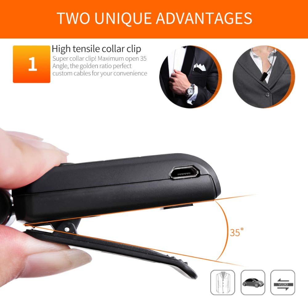 Fineblue F910 Bluetooth Clip-On Handsfree Ακουστικό με Δόνηση και Επεκτεινόμενο Καλώδιο - Μαύρο - iThinksmart.gr