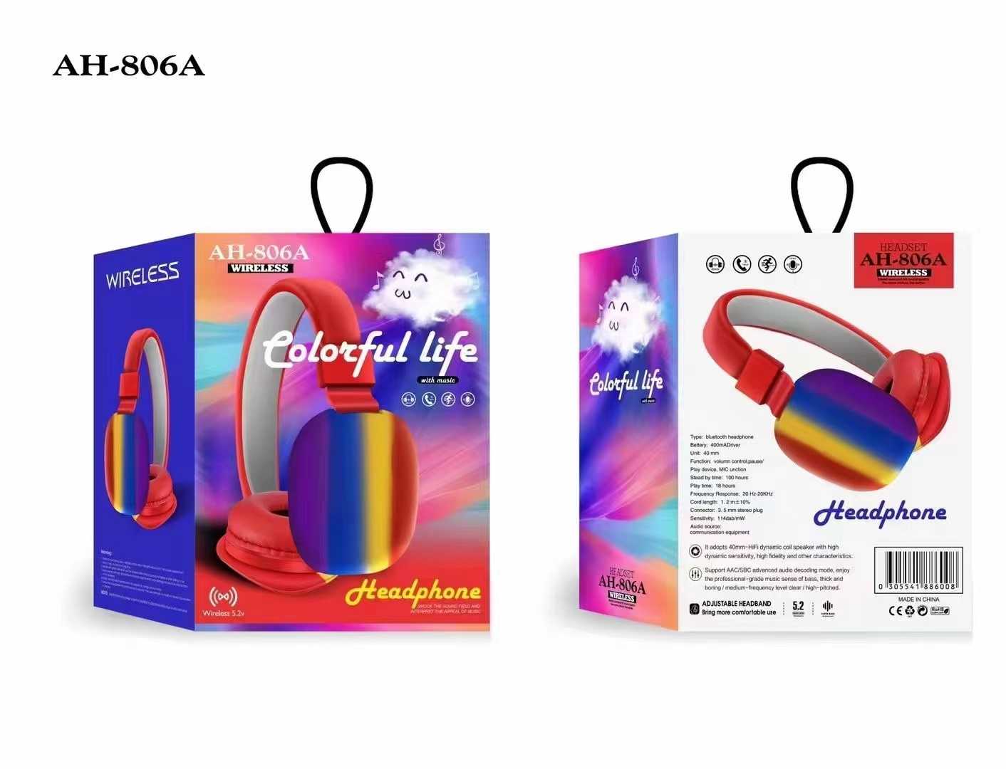 Ασύρματα ακουστικά - Headphones - AH-806B - 888067 - Red - iThinksmart.gr