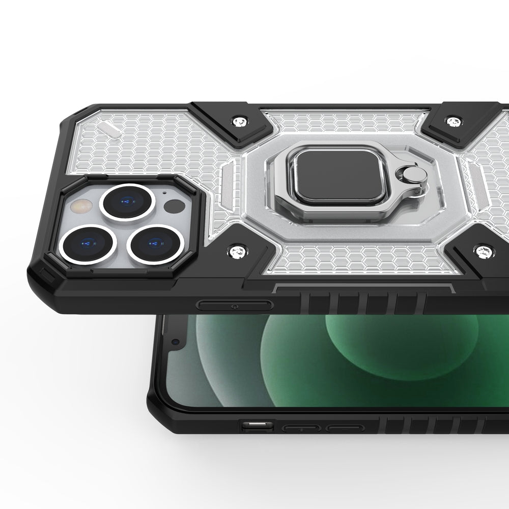 Θήκη Heavy Duty για iPhone 13 Pro Max με ring holder OEM - Σκούρο Διάφανο - iThinksmart.gr
