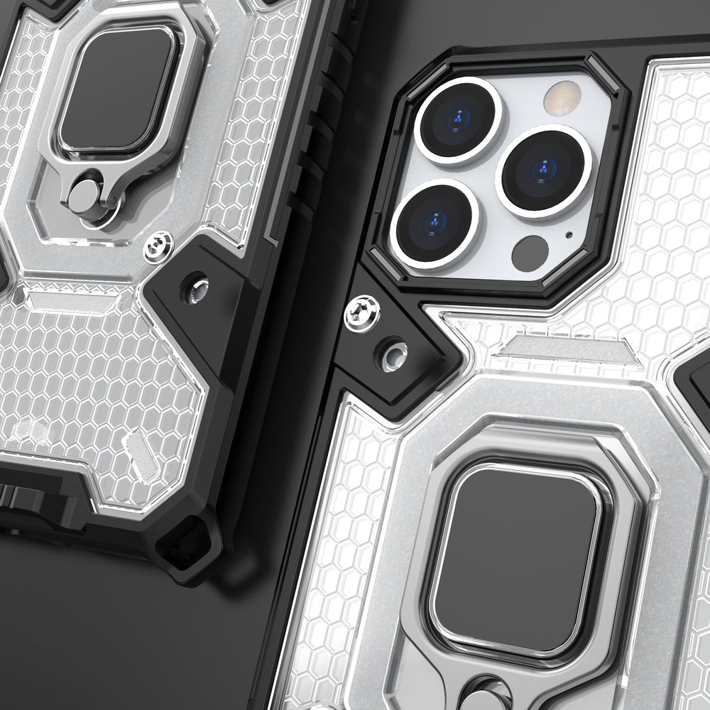 Θήκη Heavy Duty για iPhone 13 Pro Max με ring holder OEM - Σκούρο Διάφανο - iThinksmart.gr