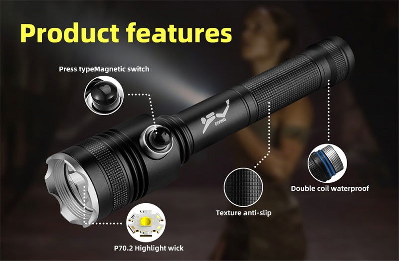 Επαναφορτιζόμενος καταδυτικός φακός LED - XP-021 - 200187 - iThinksmart.gr