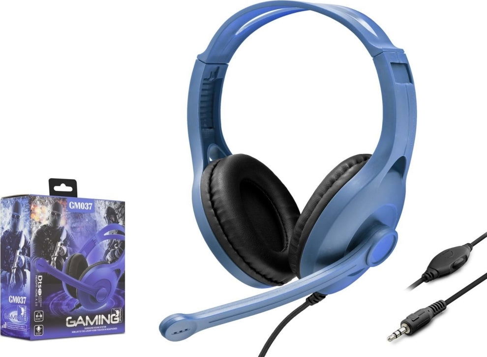 OEM Ακουστικά Κεφαλής Gaming Headset GM-037 με βύσμα 1x3.5mm - Μπλε - iThinksmart.gr