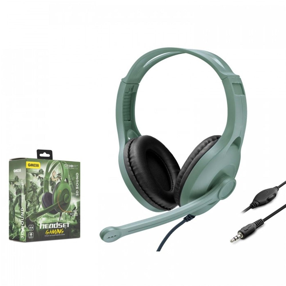 OEM Ακουστικά Κεφαλής Gaming Headset GM-038 με βύσμα 1x3.5mm - Χακί - iThinksmart.gr