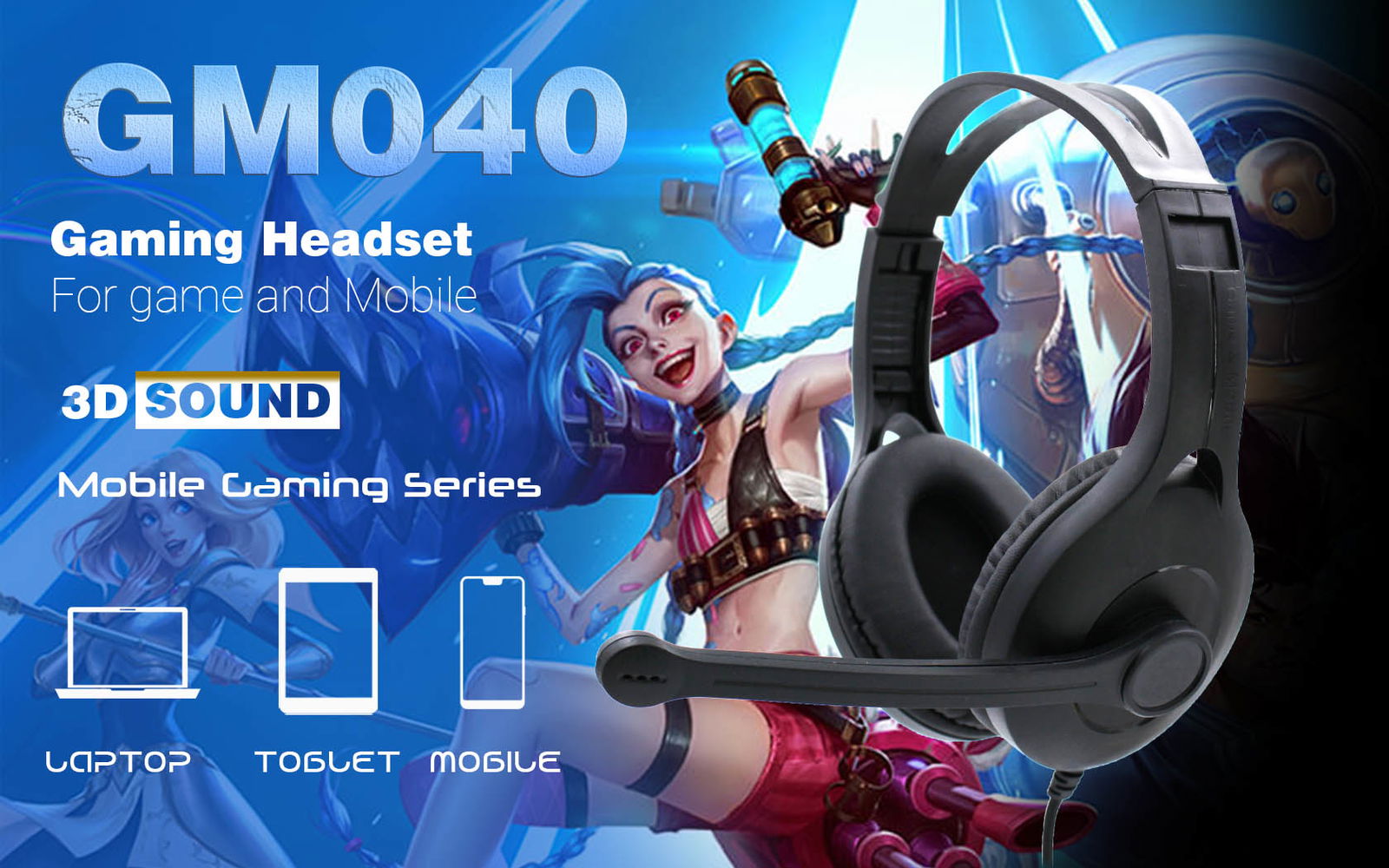 OEM Ακουστικά Κεφαλής Gaming Headset GM-040 με βύσμα 1x3.5mm - Μαύρο - iThinksmart.gr