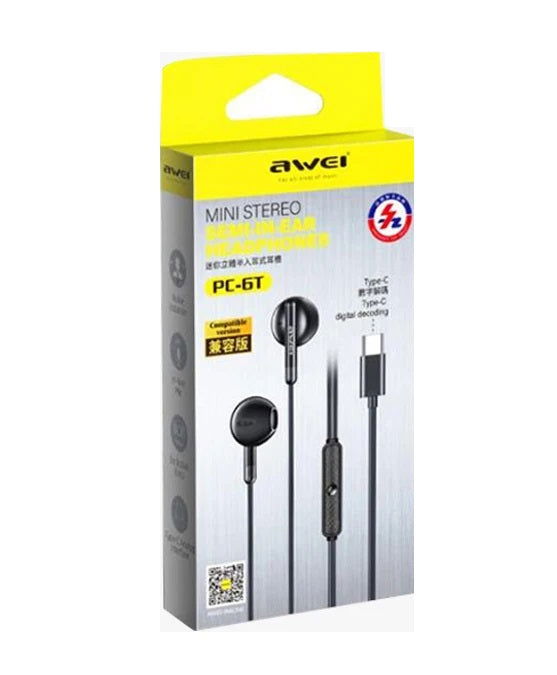 Ενσύρματα ακουστικά - PC-6T - Type-C - AWEI - 889053 - iThinksmart.gr