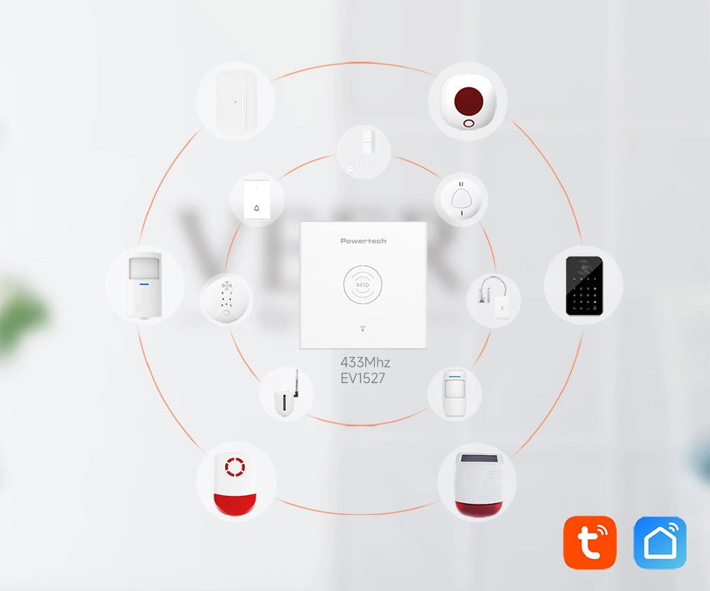 POWERTECH smart ασύρματο σύστημα συναγερμού PT-1285, RFID, WiFi, TUYA - iThinksmart.gr