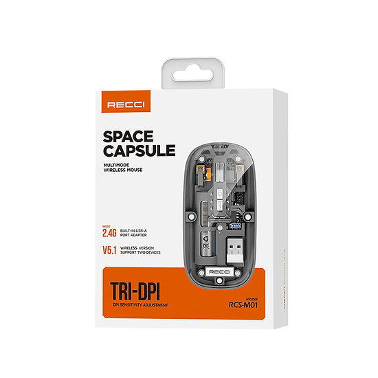 RECCI® RCS-M01 Ασύρματο Ποντίκι Space Capsule Series Multimode - Διάφανο - iThinksmart.gr