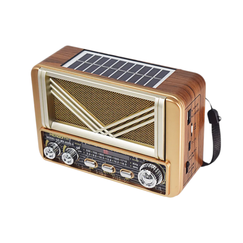 Επαναφορτιζόμενο ραδιόφωνο Retro με ηλιακό πάνελ - RX-835S - 370069 - Gold - iThinksmart.gr