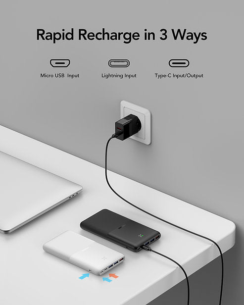 S22 - Φορητή Μπαταρία Φόρτισης με 3 x USB-Α / 1 x Type-C - 20000mAh - White - iThinksmart.gr
