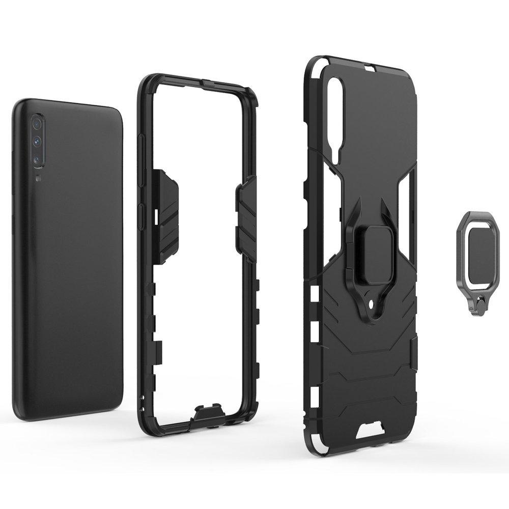 Θήκη Samsung Galaxy A70 - OEM Shockproof με μεταλλική πλάκα και Ring Holder - Κόκκινο - iThinksmart.gr