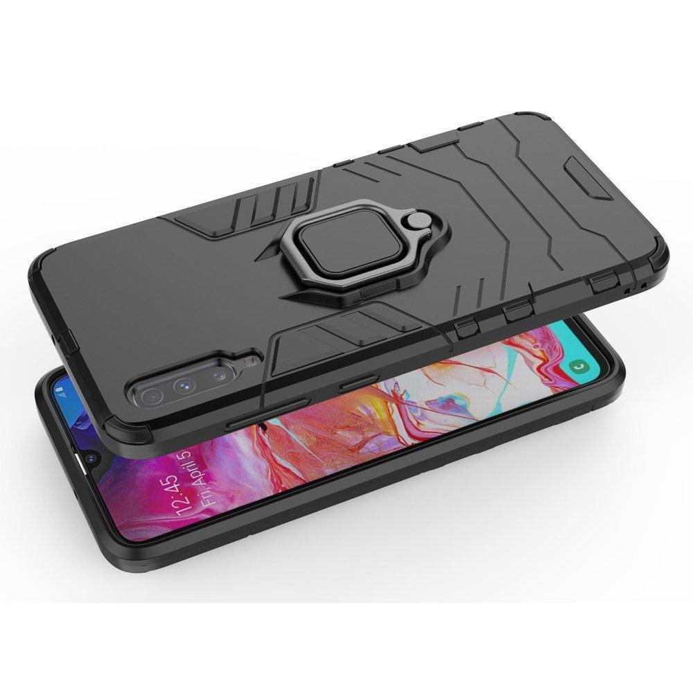Θήκη Samsung Galaxy A70 - OEM Shockproof με μεταλλική πλάκα και Ring Holder - Κόκκινο - iThinksmart.gr