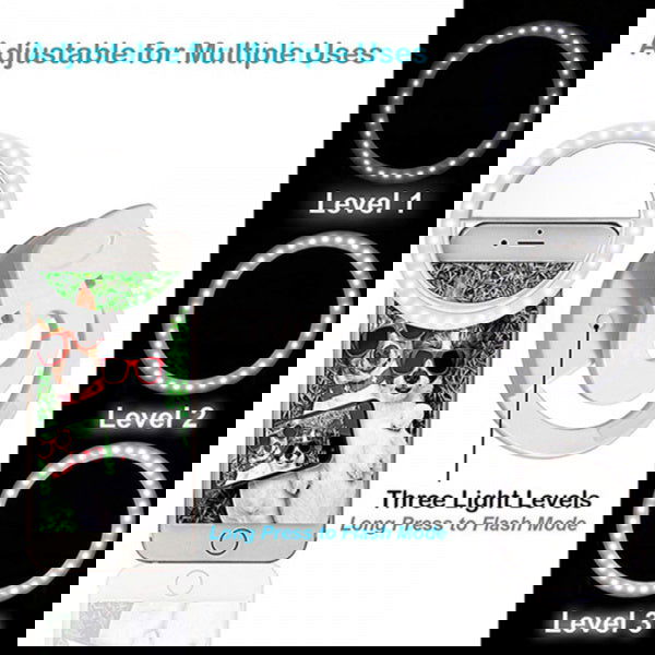Selfie Ring Light με βάση για Κινητό LED Επαναφορτιζόμενο - 3 επίπεδα φωτεινότητας - OEM Λευκό - iThinksmart.gr