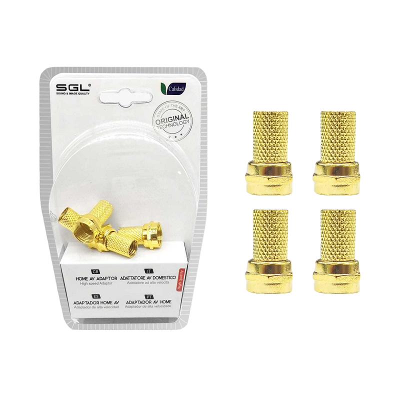 Βύσμα κεραίας TV Coaxial τύπου F - 4pcs - 1823A-4 - Gold - 098708 - iThinksmart.gr