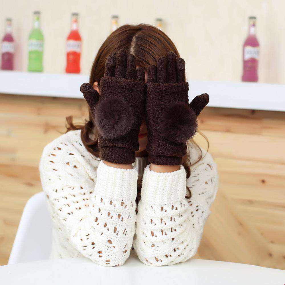 Touch Screen Gloves 2in1 - Brown - iThinksmart.gr