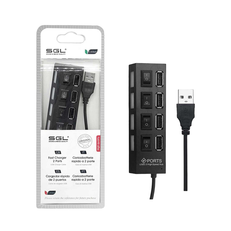 Αντάπτορας USB Hub με 4 θύρες και διακόπτες - 404P - 45cm - 095943 - iThinksmart.gr