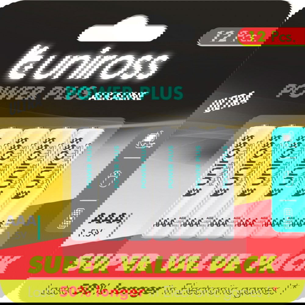 Uniross Power Plus 12x Αλκαλικές Μπαταρίες AAA - LR03 - iThinksmart.gr