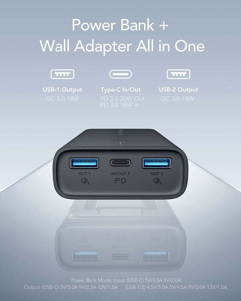 VEGER Power Bank ACE100 10000mAh 20W με 2 Θύρες USB-A και Θύρα USB-C Power Delivery / Quick Charge 3.0 Μαύρο - iThinksmart.gr