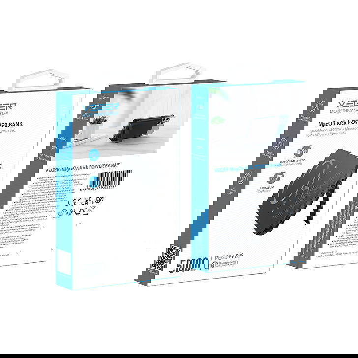 VEGER Power Bank MagSafe Tiny Ασύρματο Μαγνητικό 5000mAh V0553P για Apple Συσκευές με Magsafe - Μαύρο - iThinksmart.gr