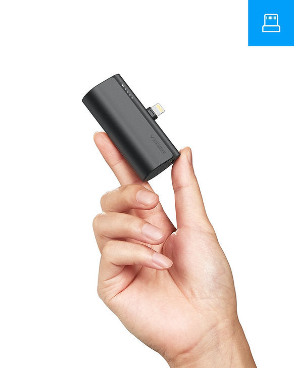 VEGER Power Bank Mini 5000mAh V0556P με βύσμα Lightning για Apple Συσκευές - Μαύρο - iThinksmart.gr
