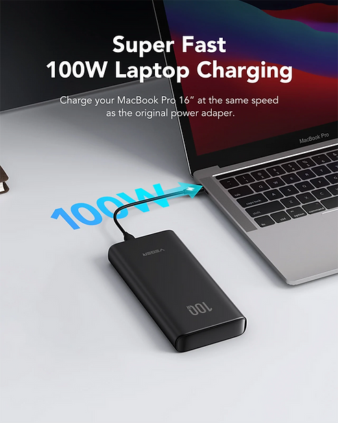 VEGER Power Bank T100 20000mAh 100W με Θύρα USB-A και Θύρα USB-C Power Delivery / Quick Charge 3.0 - Μαύρο - iThinksmart.gr