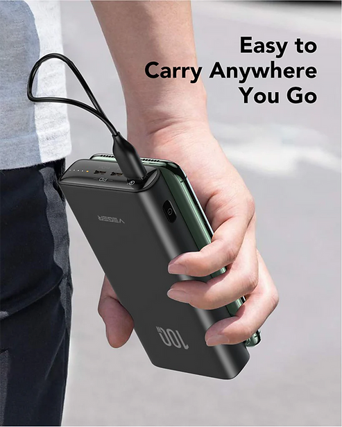 VEGER Power Bank T100 20000mAh 100W με Θύρα USB-A και Θύρα USB-C Power Delivery / Quick Charge 3.0 - Μαύρο - iThinksmart.gr