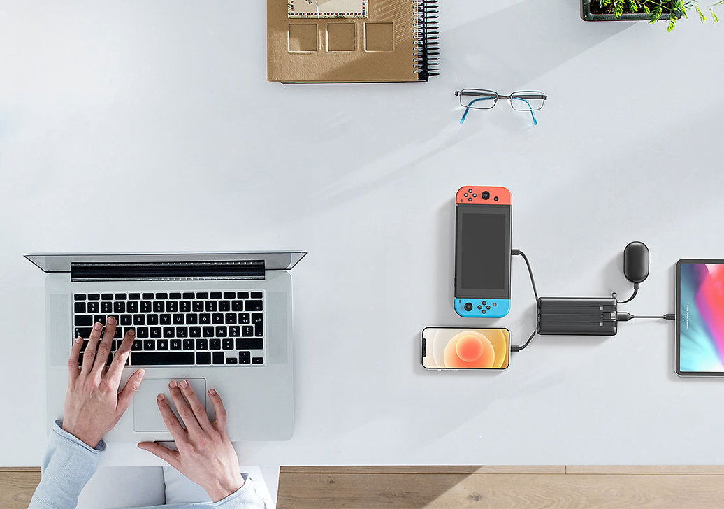 VEGER Power Bank VP1116 C10 10000mAh με Build-In Καλώδια Micro USB, Type C. Lightning - Μαύρο - iThinksmart.gr