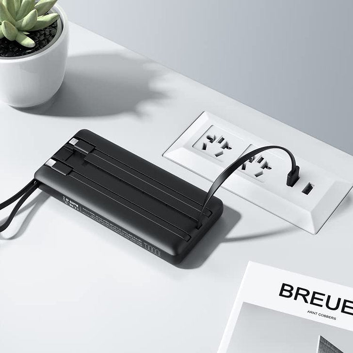 VEGER Power Bank VP1116 C10 10000mAh με Build-In Καλώδια Micro USB, Type C. Lightning - Μαύρο - iThinksmart.gr