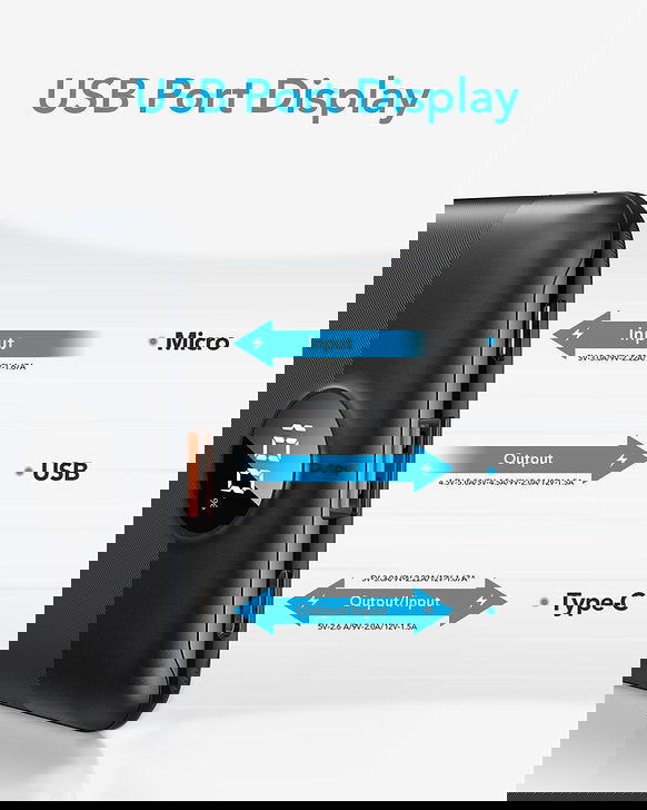 Veger Power Bank VP1140 10000mAh 20W με Θύρα USB-A και Θύρα USB-C Quick Charge 3.0 / Power Delivery - Μαύρο - iThinksmart.gr