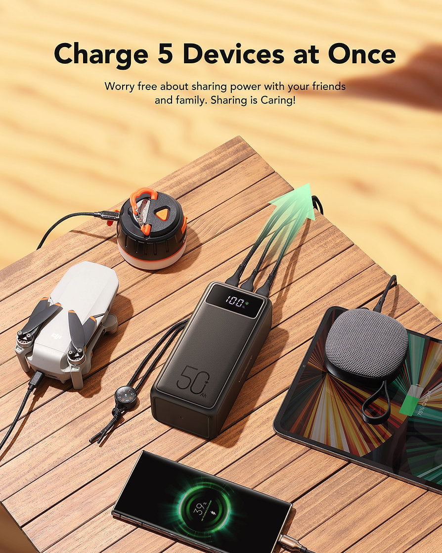 Veger VP5001C - Tank Boost Power Bank 56000mAh 100W με 3 Θύρες USB-A και 2 Θύρες USB-C - iThinksmart.gr