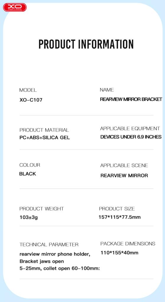 XO C107 car rearview mirror multifunctional rotatable Holder - iThinksmart.gr