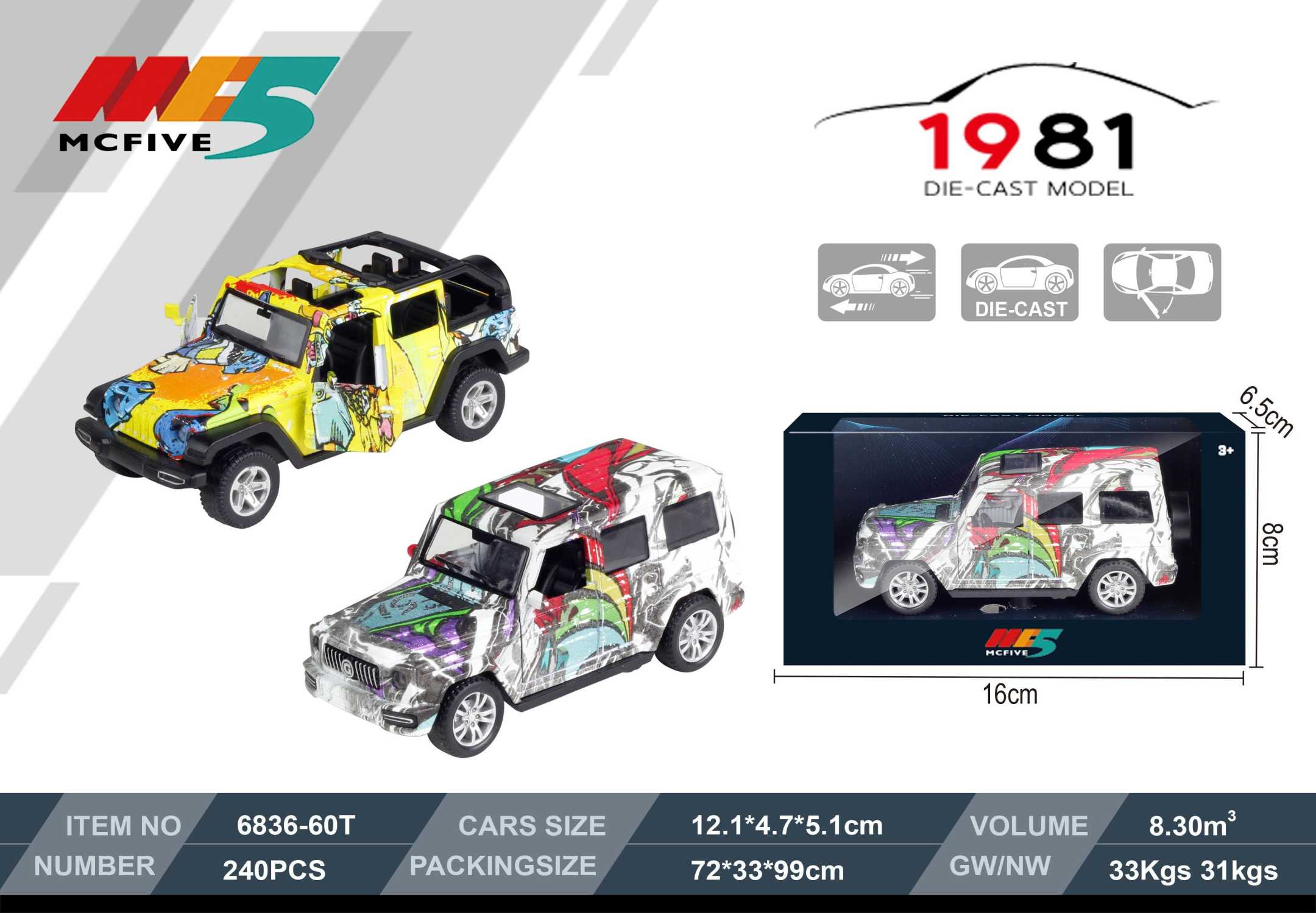 Metal miniature car - 6836-60T 1:36 - 117183