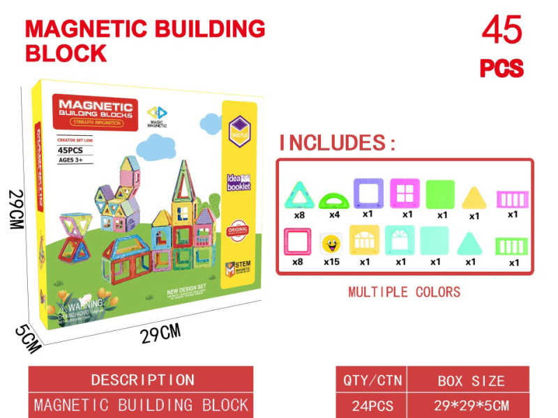 Σετ κατασκευών DIY με μαγνήτες - MX2266-47 - 45pcs - 917210
