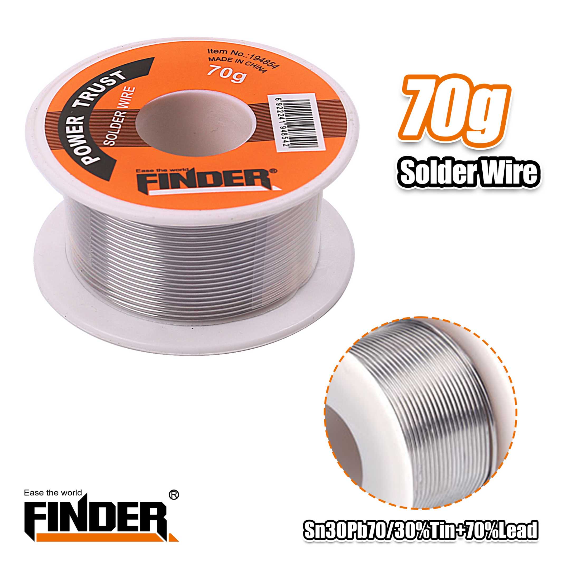 Tin Soldering Wire - 70g - Finder - 194854