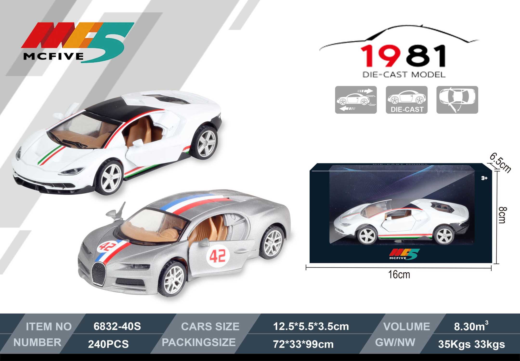 Metal miniature car - 6832-40S 1:32 - 117179