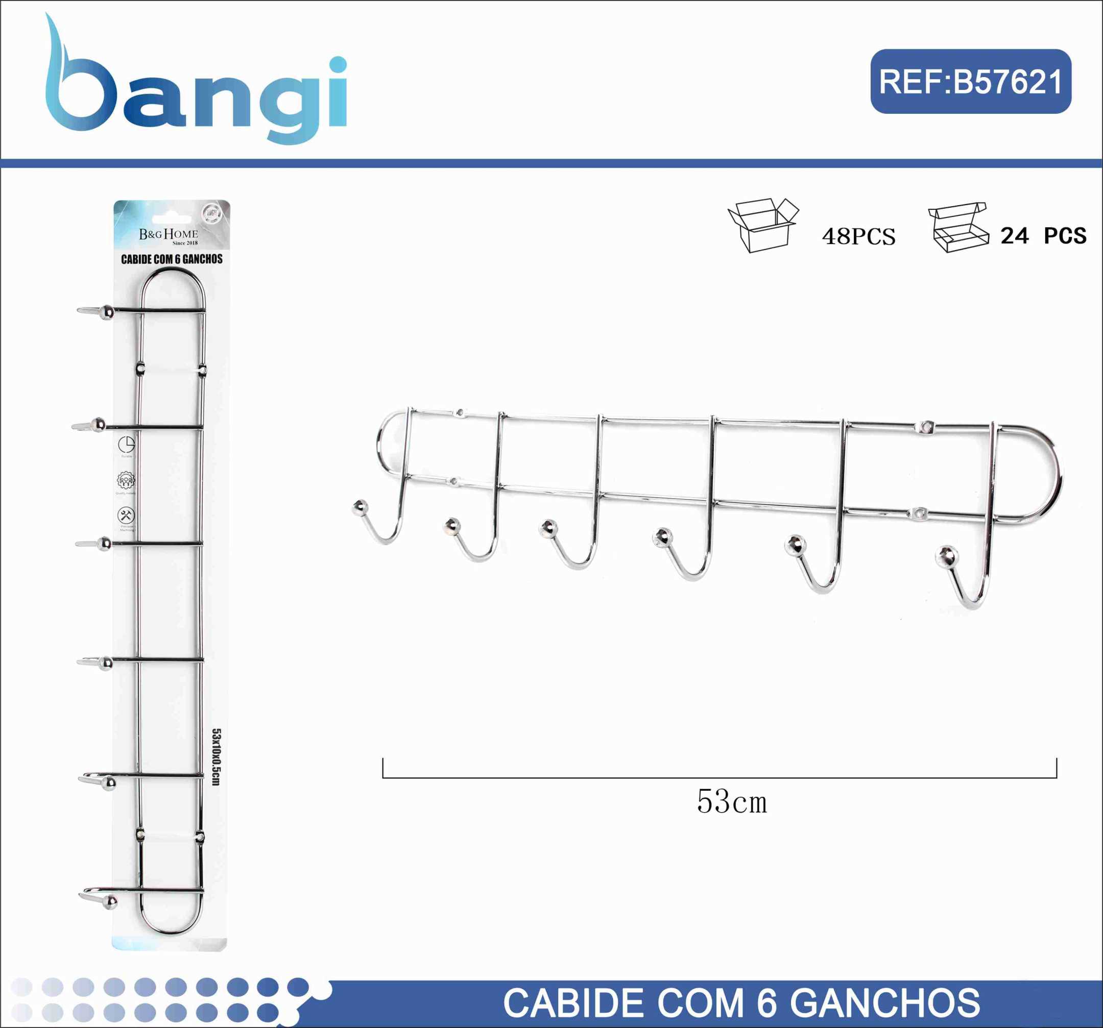Μεταλλική κρεμάστρα τοίχου 6 θέσεων - 26404