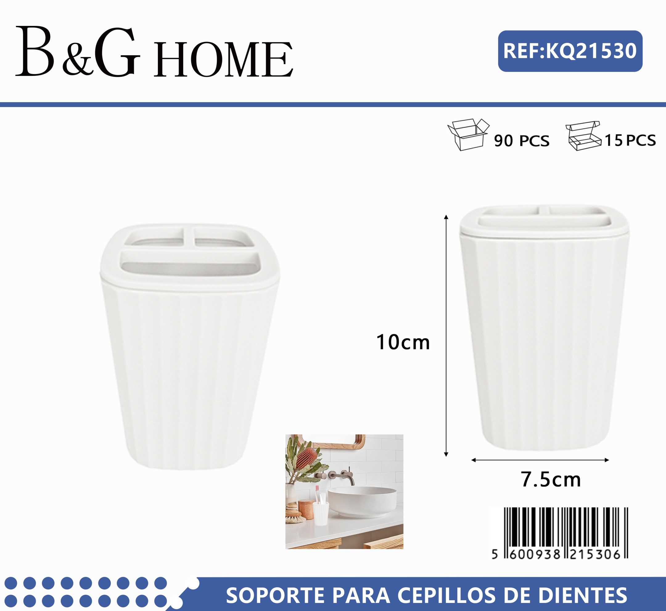 Θήκες οδοντόβουρτσας πλαστικές σε σετ 5Χ - White - 21530