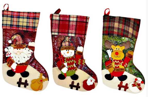 Χριστουγεννιάτικη διακοσμητική κάλτσα κρεμαστή - 30x47cm - 212191