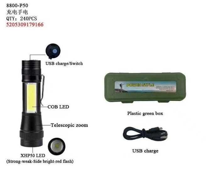 Rechargeable LED flashlight - Mini - 8800-P50 - 179166