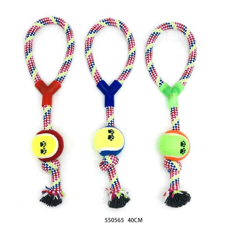 Dog toy rope with ball - 40cm - 12pcs - 550565