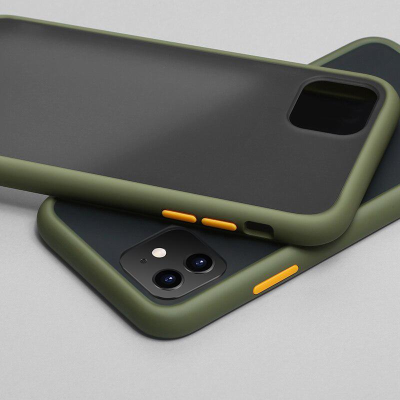 Θήκη iPhone 11 - Vennus Color Button - Λαδί / Πορτοκαλί Κουμπιά - iThinksmart.gr