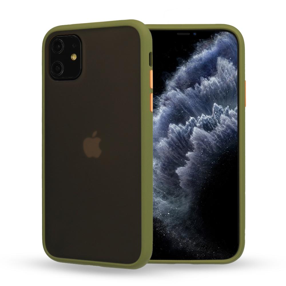 Θήκη iPhone 11 - Vennus Color Button - Λαδί / Πορτοκαλί Κουμπιά - iThinksmart.gr