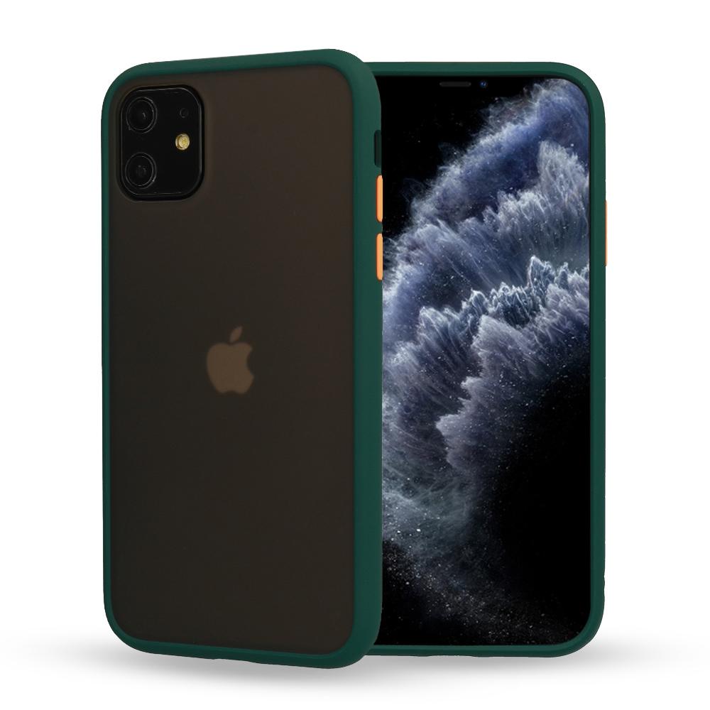 Θήκη iPhone 11 - Vennus Color Button - Σκούρο Πράσινο / Πορτοκαλί Κουμπιά - iThinksmart.gr