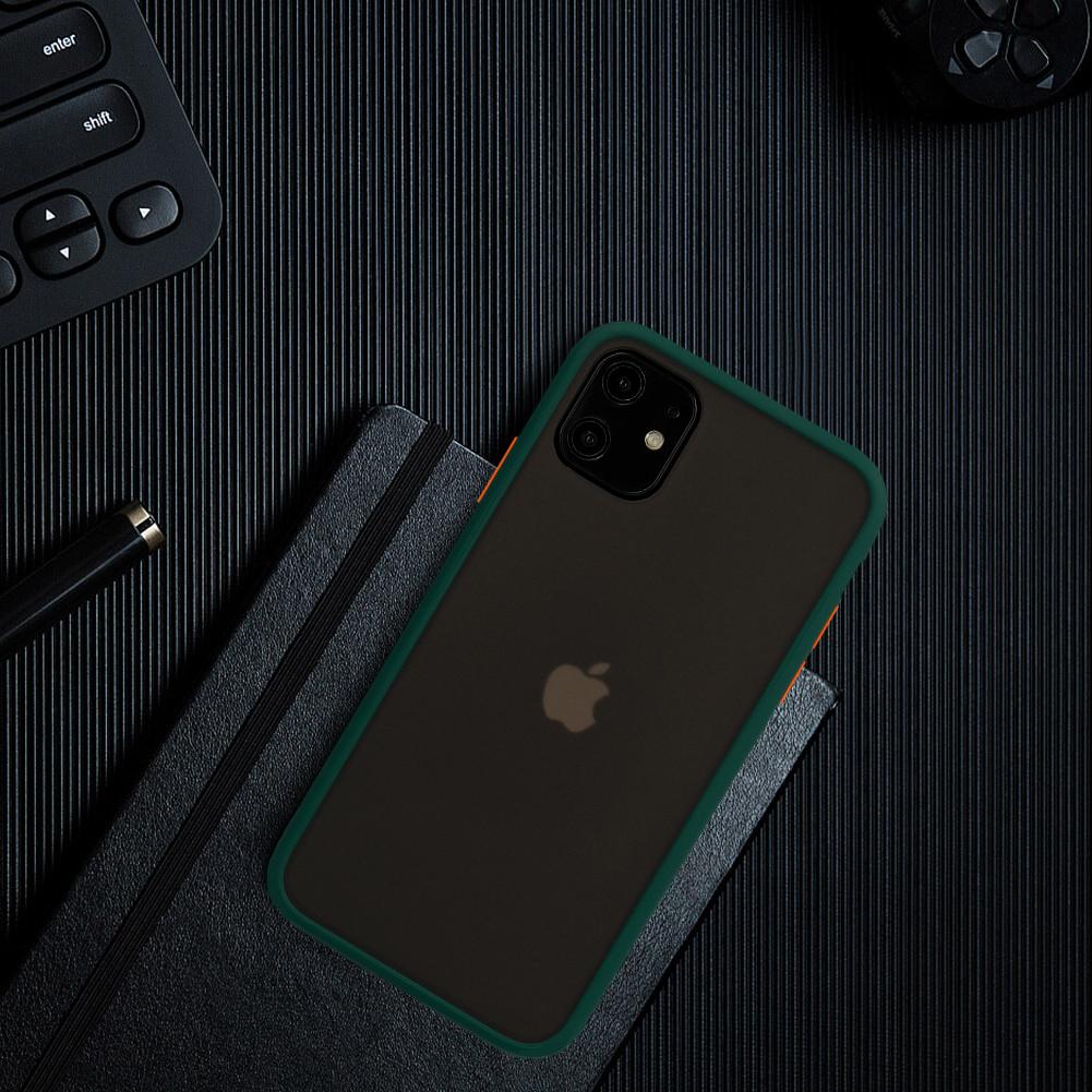 Θήκη iPhone 11 - Vennus Color Button - Σκούρο Πράσινο / Πορτοκαλί Κουμπιά - iThinksmart.gr