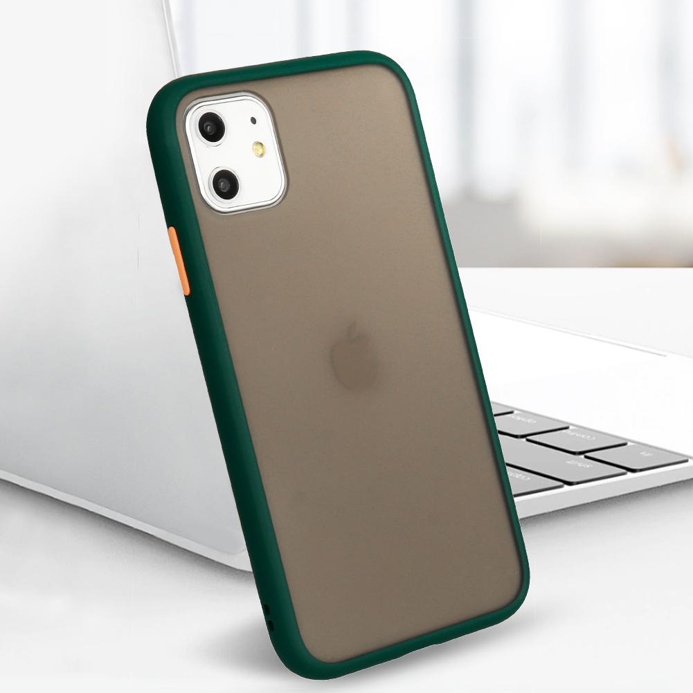 Θήκη iPhone 11 - Vennus Color Button - Σκούρο Πράσινο / Πορτοκαλί Κουμπιά - iThinksmart.gr