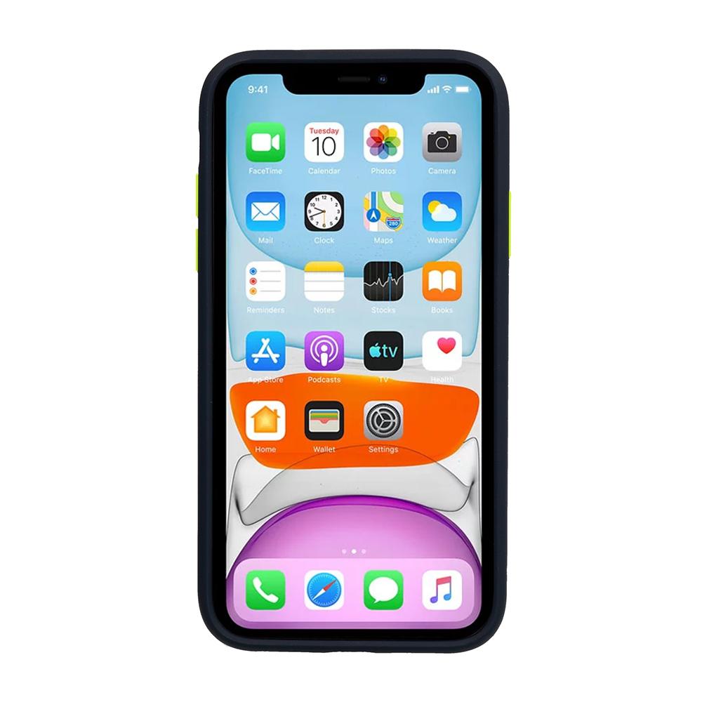 Θήκη iPhone 11 Pro - Vennus Color Button - Σκούρο Μπλέ / Πράσινα Κουμπιά - iThinksmart.gr