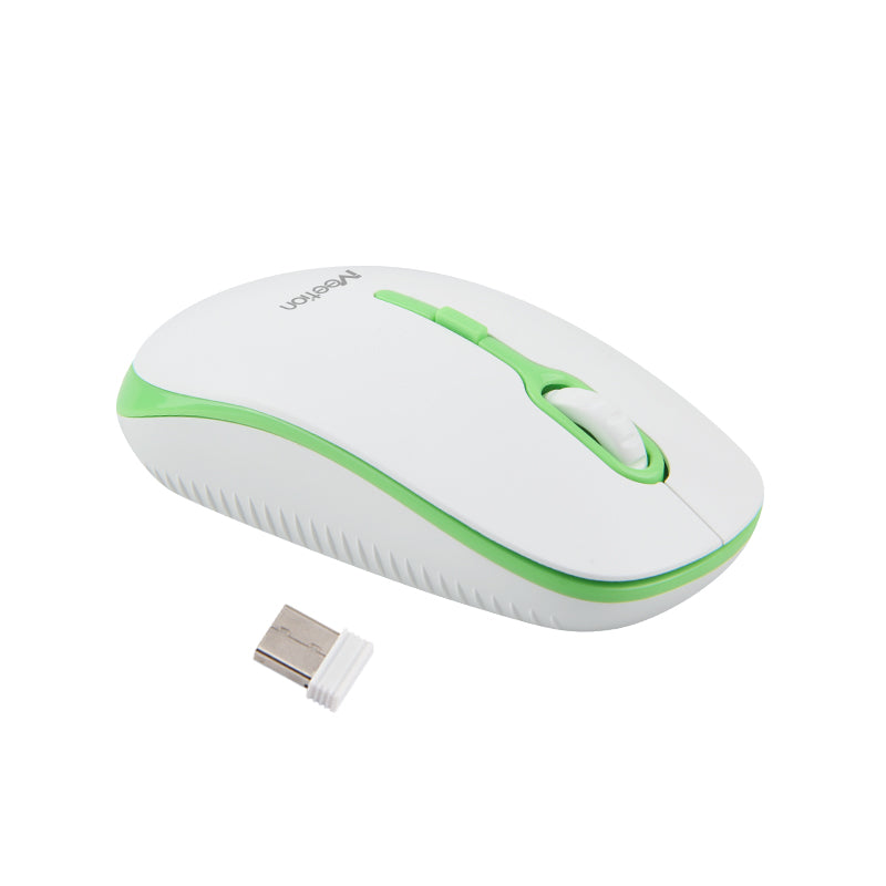 Meetion MT-R547 Ασύρματο Ποντίκι 2.4G Άσπρο & Πράσινο